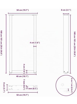 Pata de mesa cuadrada metal