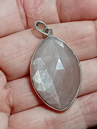 Colgante Plata Ley ágata rosa con chispitas dorada