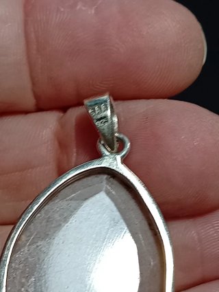 Colgante Plata Ley ágata rosa con chispitas dorada