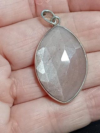 Colgante Plata Ley ágata rosa con chispitas dorada