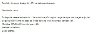 Depósito aguas limpias camper