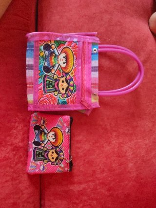 Set de Cartera y bolsa con Figuras Mexicanas