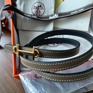 Cinturón Hermès gris elefante talla85