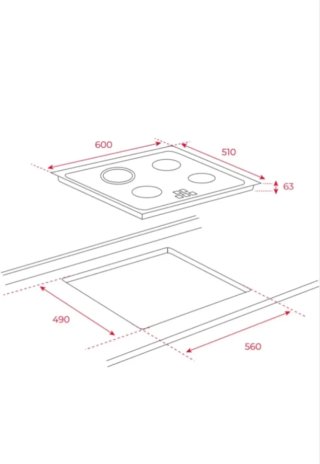 Vitrocerámica 60cm 3 fuegos Touch Control