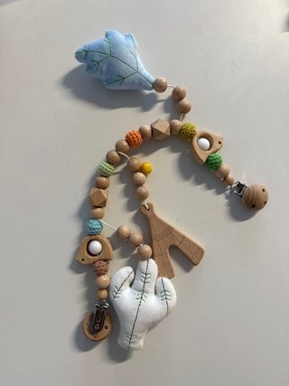 Baby Pacifier Clips, 12 Pieces Wooden Dummy Clips