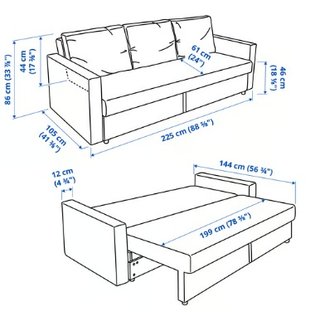Sofá Cama IKEA FRIHETEN 3 Plazas Gris Oscuro