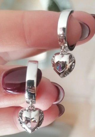 Orecchini Cuori Pendenti Argento S925 con zirconi