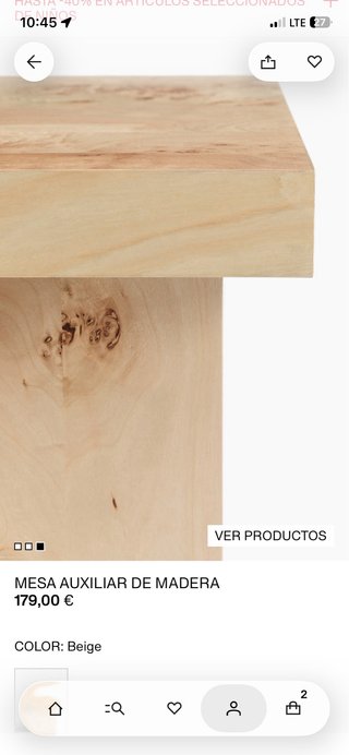 Mesa Auxiliar Madera Beige H&M Home