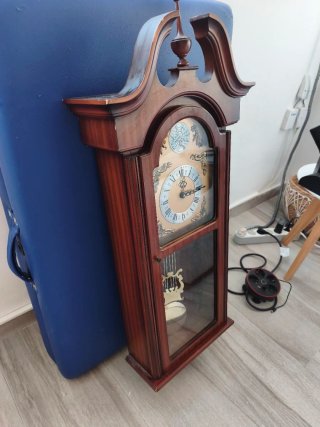 Reloj de Pared Antiguo Madera y Cristal