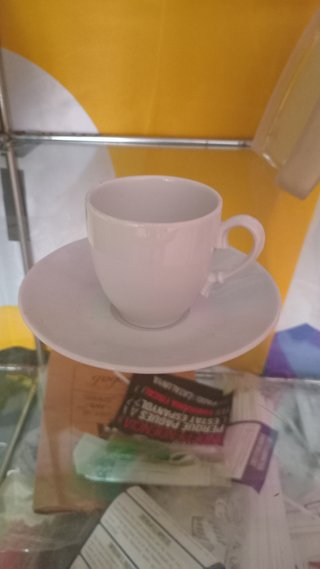 Juego 6 Tazas Café Porcelana Blanca