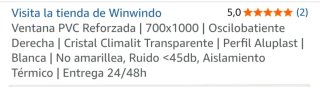 Ventana PVC Oscilobatiente 700x1000