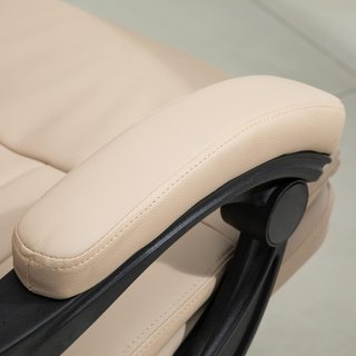 Silla de Oficina Masajeadora, Altura Ajustable y Reclinable en Piel PU, 67X69X106.5-114.5Cm Beige