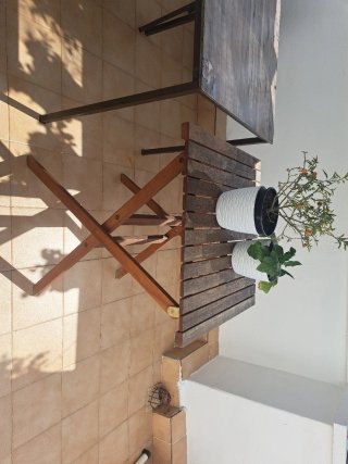 Mesa y 2 Sillas de Terraza Madera