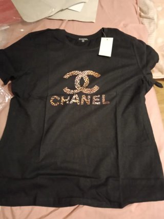 Camiseta Chanel Negra Logo Animal Print