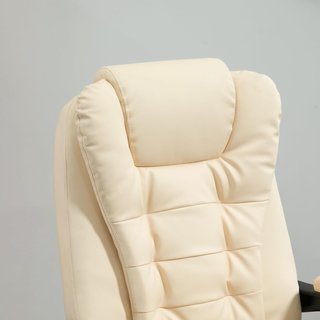 Sillón Masajeador Giratorio y Ergonómico con Altura Ajustable y 6 Puntos Vibrantes, 65X160X104 Cm, Crema