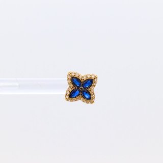 PENDIENTES FLOR CIRCONITAS AZULES Oro 18k