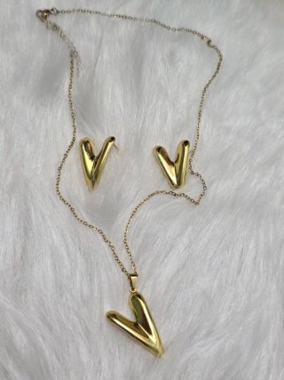 Collar y pendientes corazón Inox