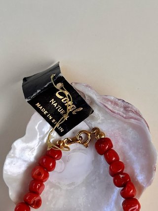 Collar Coral Rojo Barroco Antiguo Vintage