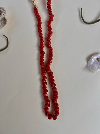 Collar Coral Rojo Barroco Antiguo Vintage