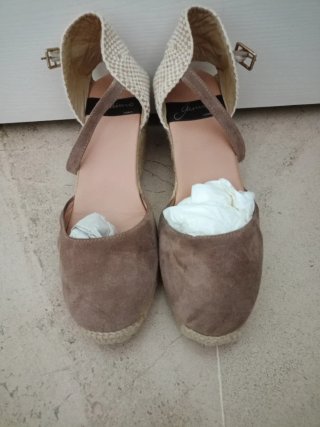 Cuñas alpargatas esparto beige y marrón