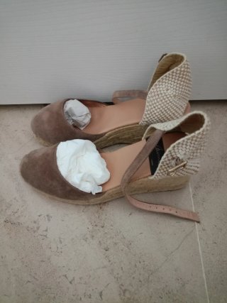 Cuñas alpargatas esparto beige y marrón