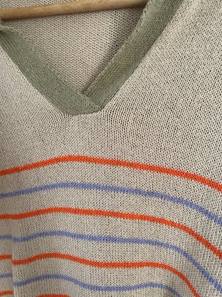 Jersey beige rayas naranja y lila