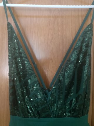 Vestido de fiesta verde lentejuelas