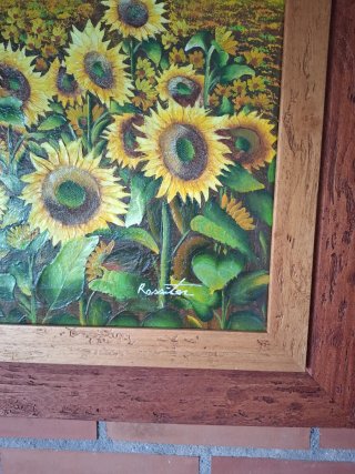 Cuadro Óleo Girasoles Firmado