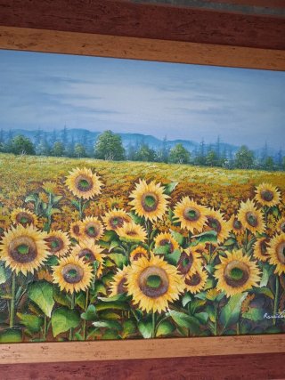 Cuadro Óleo Girasoles Firmado