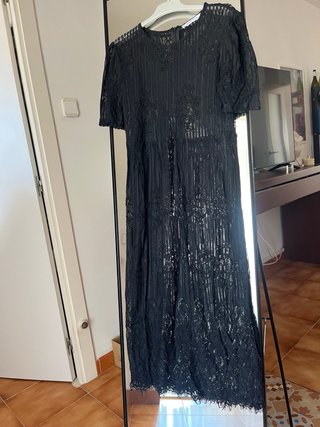Vestido largo encaje negro verano