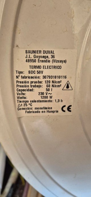 Termo Eléctrico Saunier Duval 50L