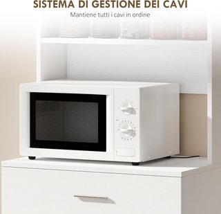 Alto Armario de Cocina, Aparador Clásico Blanco de Madera con 2 Armarios y 1 Estante, Blanco, 60X40X160Cm