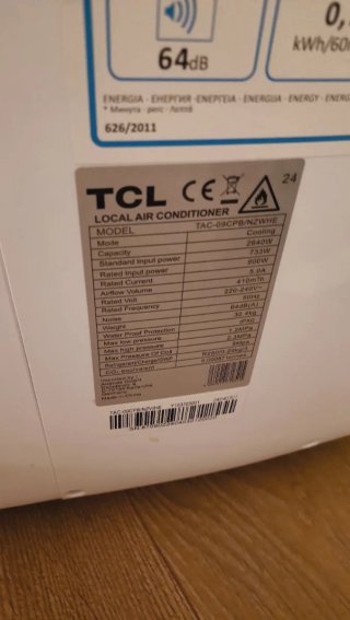 Aire Acondicionado TCL TAC-09CPB/NZWHE 26m2 port.