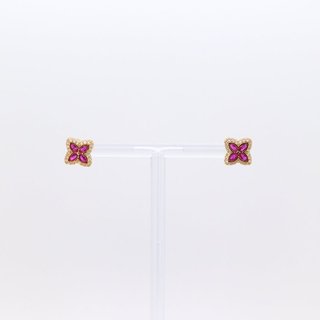 PENDIENTES FLOR CON CIRCONITAS FUCSIAS