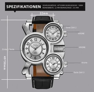 Reloj Oulm Hombre Negro/Plata