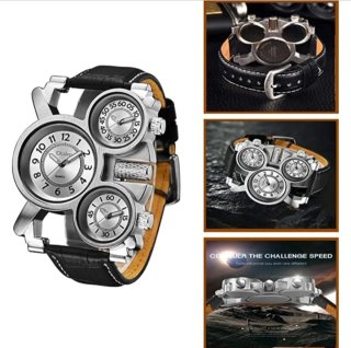 Reloj Oulm Hombre Negro/Plata