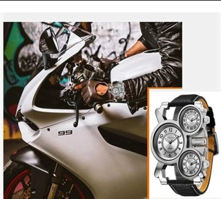Reloj Oulm Hombre Negro/Plata