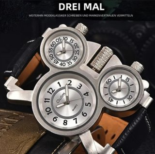 Reloj Oulm Hombre Negro/Plata