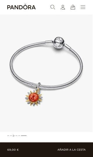 PANDORA Charm Colgante Sol Remolino en Dos Tonos