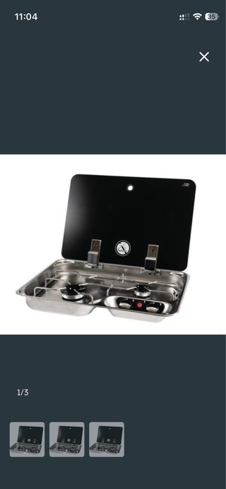 Cocina gas 2 fuegos con tapa para caravana/camper