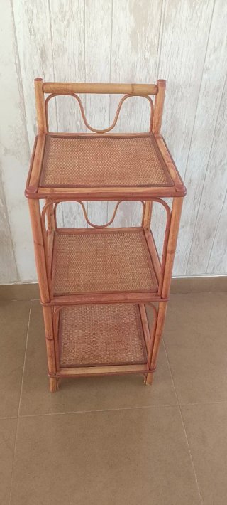 Estantería bambú y mimbre vintage 3 baldas