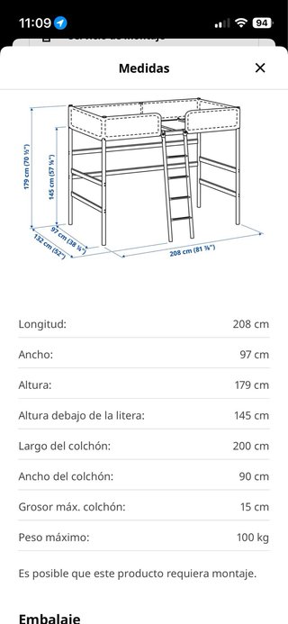 Litera con escritorio gris