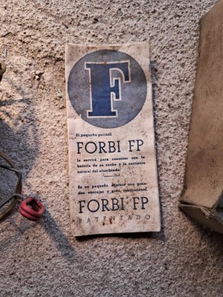 Lámpara portátil coche antigua Forbi FP