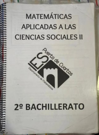 2° Bachillerato cuadernillo matemáticas