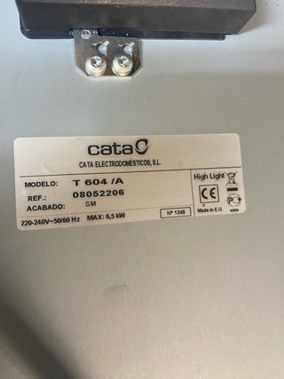 Placa Vitrocerámica Cata 4 fuegos