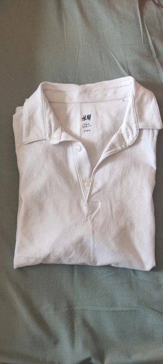 Polo H&M Blanco Talla M Slim Fit