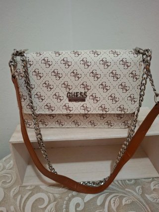 Borsa a tracolla con catena - Bianca e Marrone