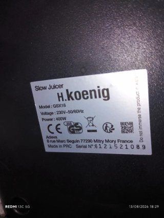 Licuadora prensadora alta gama H.Koenig Solo 2 uso