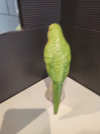 Figura pájaro cerámica verde y amarillo