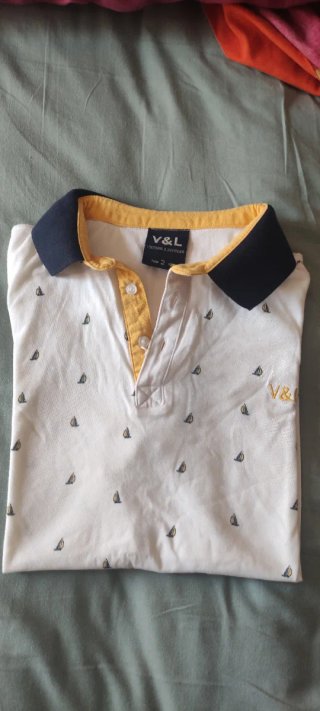 Polo V&L Blanco Estampado Velero Talla S